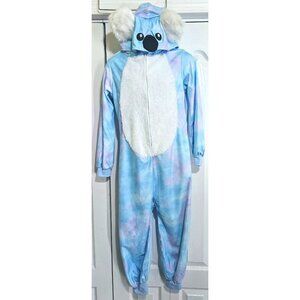 Koala One Piece Girls Costume 8-10 Winter Tie Dye Kigurumi Soft Faux Fur Onesie